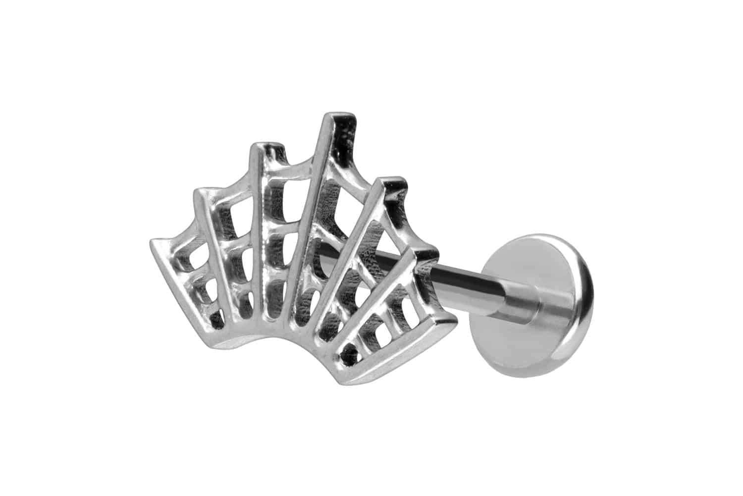 Titan Labret Piercing mit Push Fit SPINNENNETZ